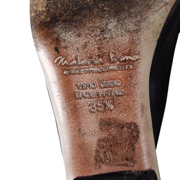 Materia Prima Goffredo Fantini Black Leather Mules 35.5 Made in Italy Heels - Picture 13 of 14